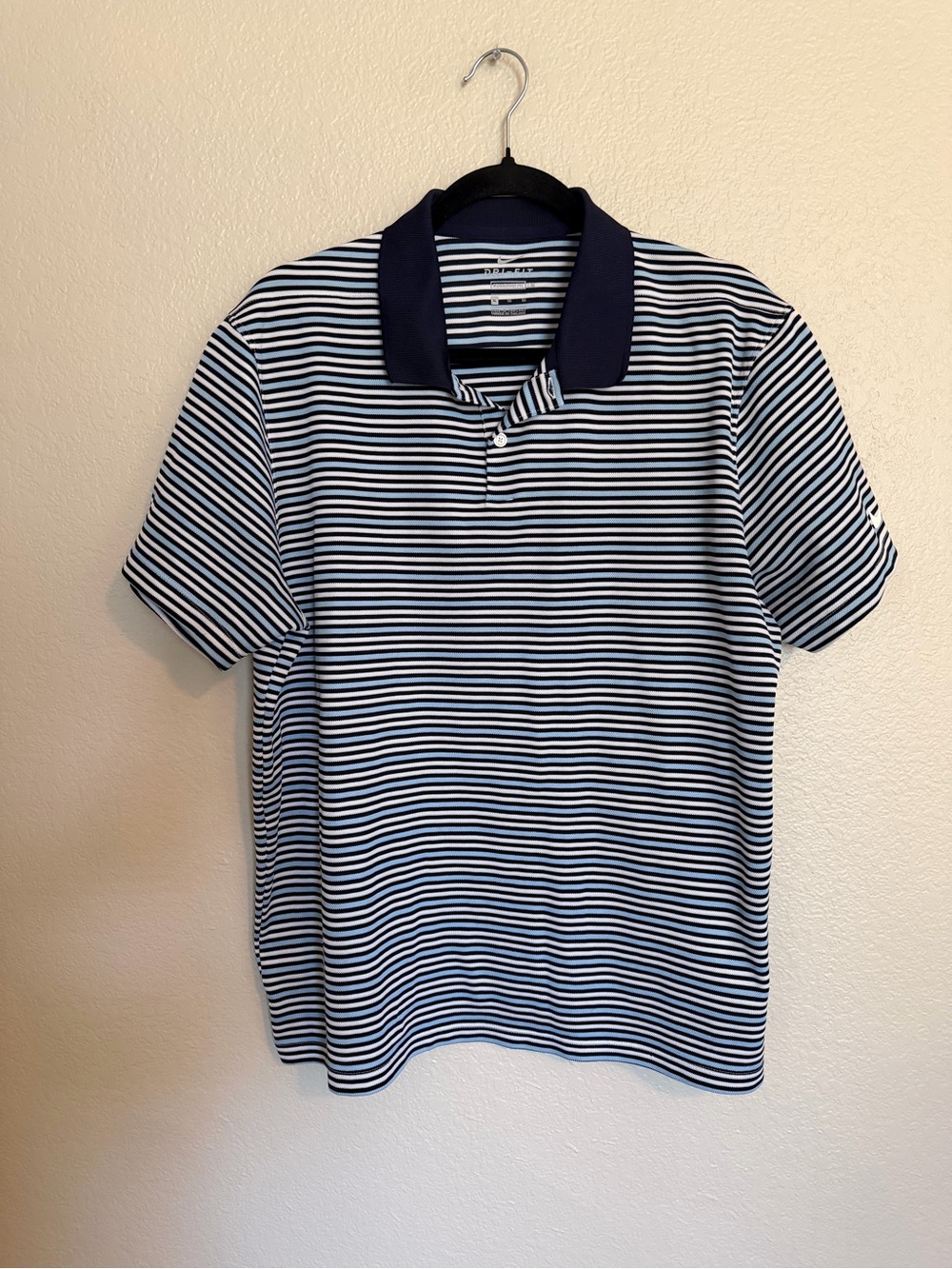 Nike Men's Navy & White Striped Polo